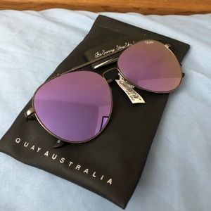 Quay Australia Purple Mirrored Aviator Sunglasses